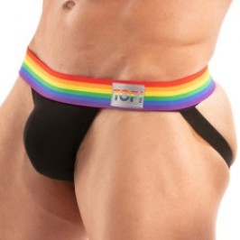 Suspensorios de la marca TOF PARIS - Jockstrap Tof Paris Rainbow - Negro - Ref : TOF533N