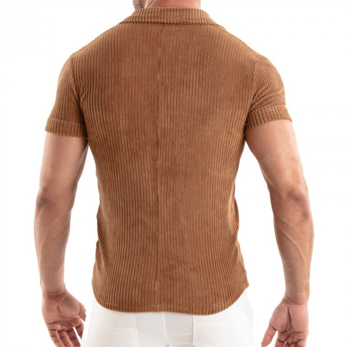 Chemise de la marque TOF PARIS - Chemise Tricotée En Velours Côtelé Tof Paris - Camel - Ref : TOF512M