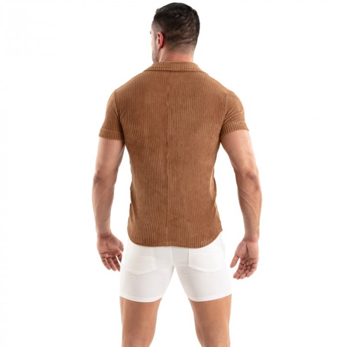 Chemise de la marque TOF PARIS - Chemise Tricotée En Velours Côtelé Tof Paris - Camel - Ref : TOF512M