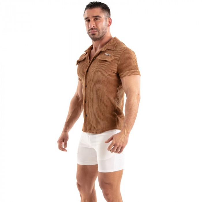 Chemise de la marque TOF PARIS - Chemise Tricotée En Velours Côtelé Tof Paris - Camel - Ref : TOF512M