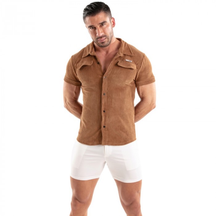 Chemise de la marque TOF PARIS - Chemise Tricotée En Velours Côtelé Tof Paris - Camel - Ref : TOF512M