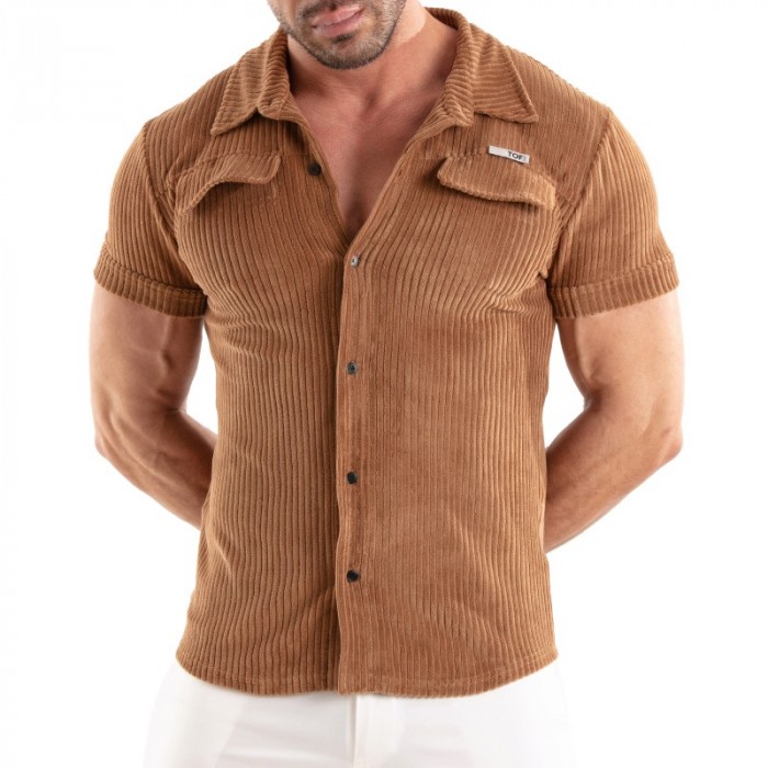 Chemise de la marque TOF PARIS - Chemise Tricotée En Velours Côtelé Tof Paris - Camel - Ref : TOF512M Chemise de la marque TOF PARIS - Chemise Tricotée En Velours Côtelé Tof Paris - Camel - Ref : TOF512M