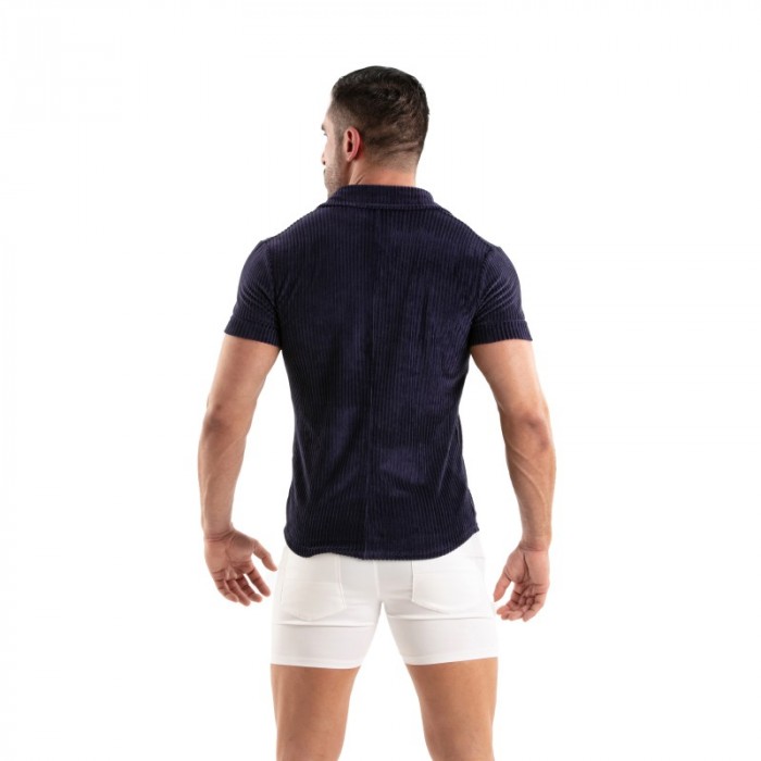 Chemise de la marque TOF PARIS - Chemise Tricotée En Velours Côtelé Tof Paris - Bleu Marine - Ref : TOF512BU