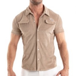 Chemise de la marque TOF PARIS - Chemise Tricotée En Velours Côtelé Tof Paris - Sable - Ref : TOF512BE