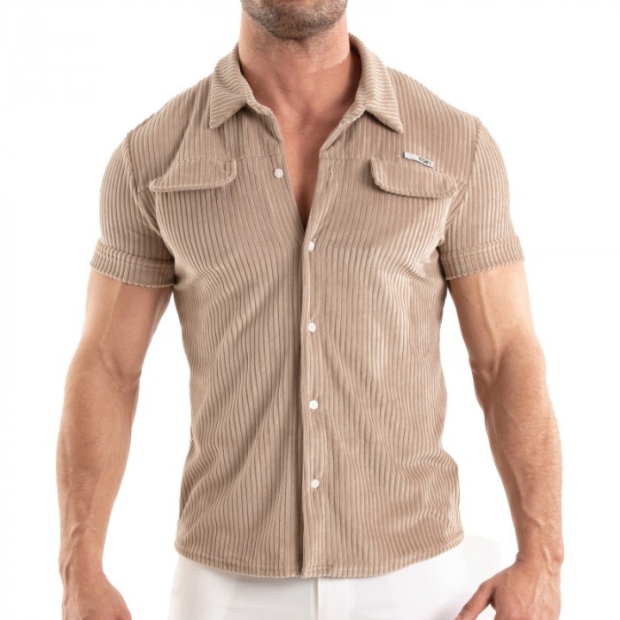 Chemise de la marque TOF PARIS - Chemise Tricotée En Velours Côtelé Tof Paris - Sable - Ref : TOF512BE Chemise de la marque TOF PARIS - Chemise Tricotée En Velours Côtelé Tof Paris - Sable - Ref : TOF512BE