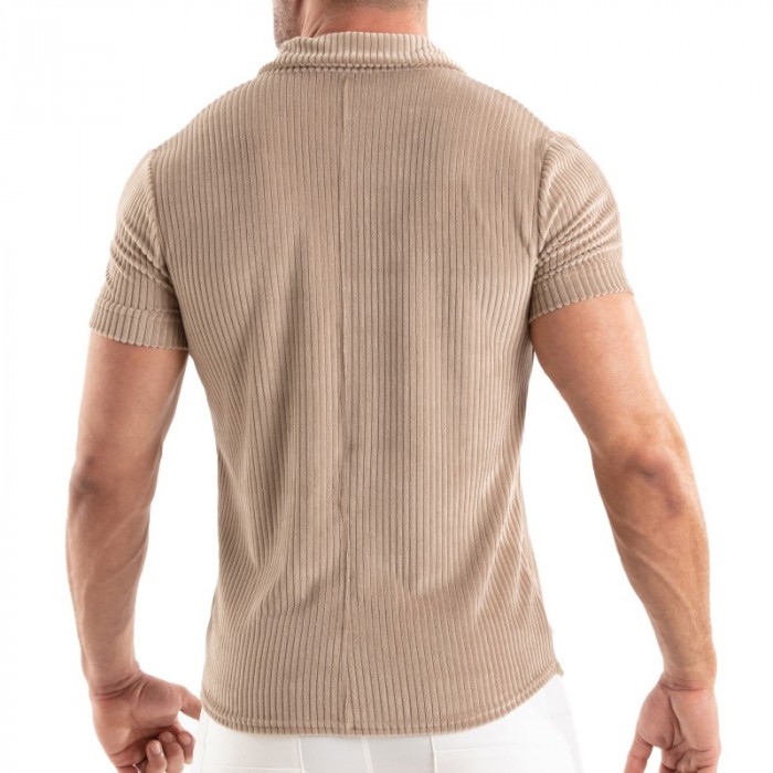 Chemise de la marque TOF PARIS - Chemise Tricotée En Velours Côtelé Tof Paris - Sable - Ref : TOF512BE