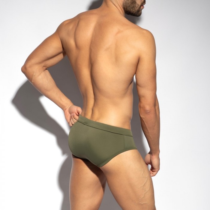Slip de bain de la marque ES COLLECTION - Slip de Bain Basic Sportive - Kaki - Ref : 2517 C12