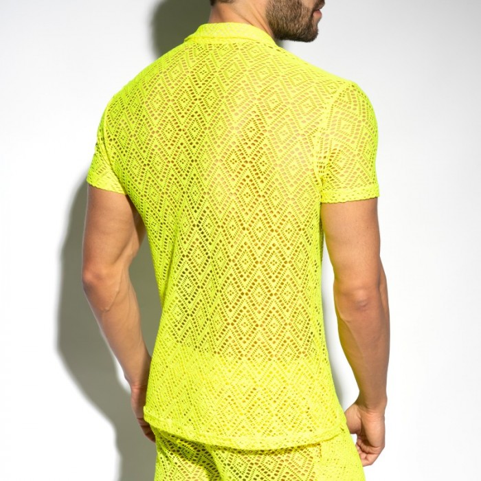 Chemise de la marque ES COLLECTION - Chemise Ibiza Retro - Jaune Néon - Ref : SHT027 C31