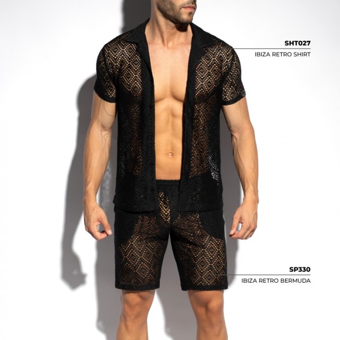 Chemise de la marque ES COLLECTION - Chemise Ibiza Retro - Noir - Ref : SHT027 C10