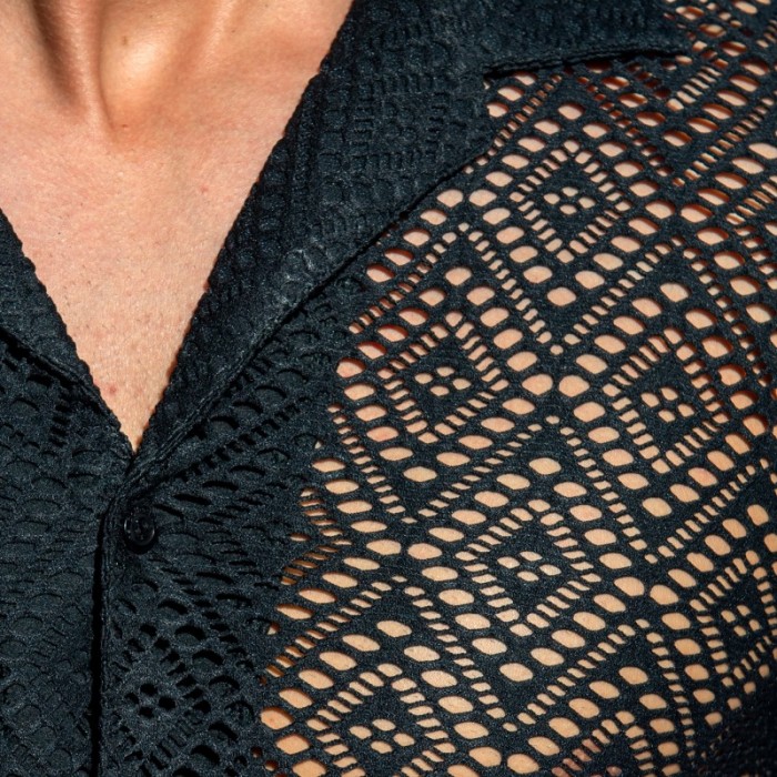 Chemise de la marque ES COLLECTION - Chemise Ibiza Retro - Noir - Ref : SHT027 C10