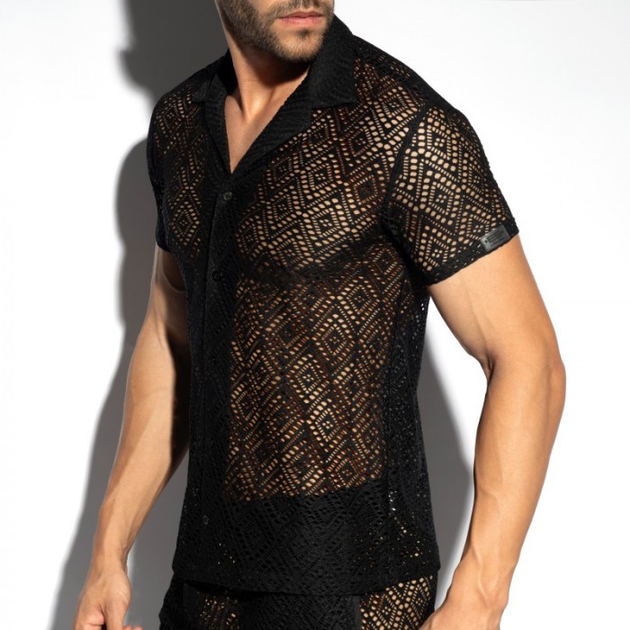 Chemise de la marque ES COLLECTION - Chemise Ibiza Retro - Noir - Ref : SHT027 C10