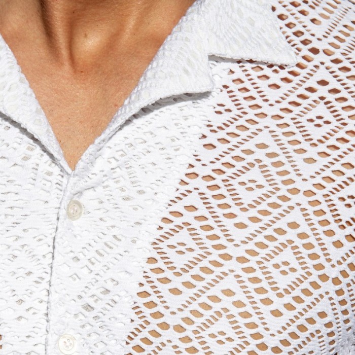 Chemise de la marque ES COLLECTION - Chemise Ibiza Retro - Ivoire - Ref : SHT027 C02