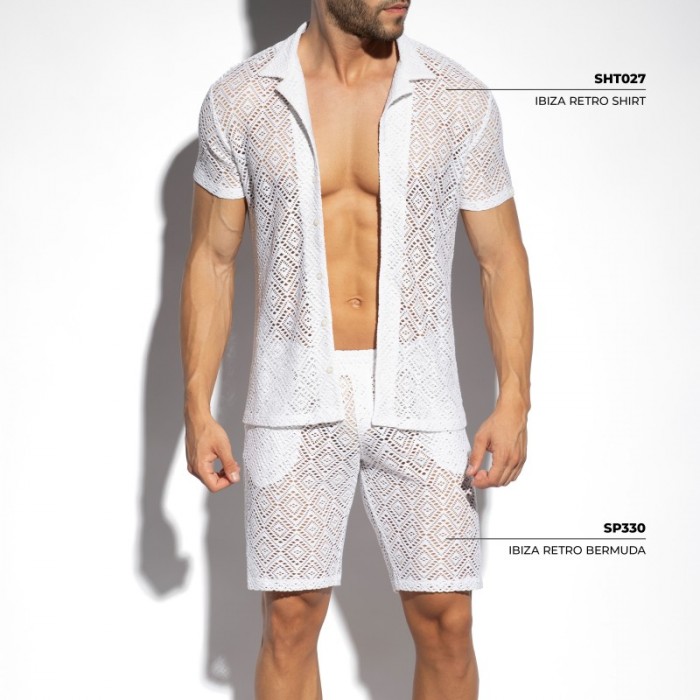 Chemise de la marque ES COLLECTION - Chemise Ibiza Retro - Ivoire - Ref : SHT027 C02