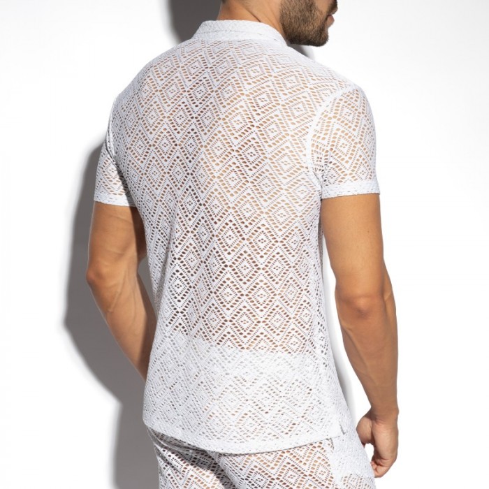 Chemise de la marque ES COLLECTION - Chemise Ibiza Retro - Ivoire - Ref : SHT027 C02