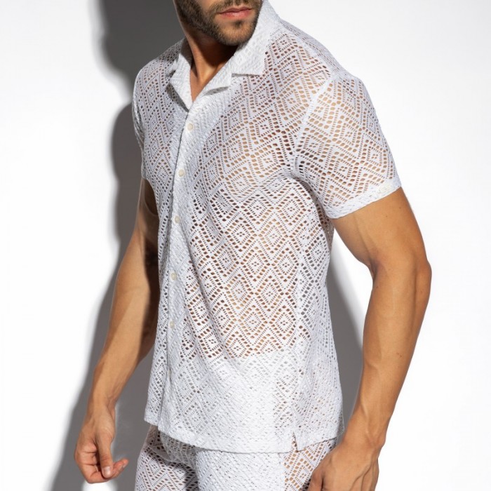 Chemise de la marque ES COLLECTION - Chemise Ibiza Retro - Ivoire - Ref : SHT027 C02