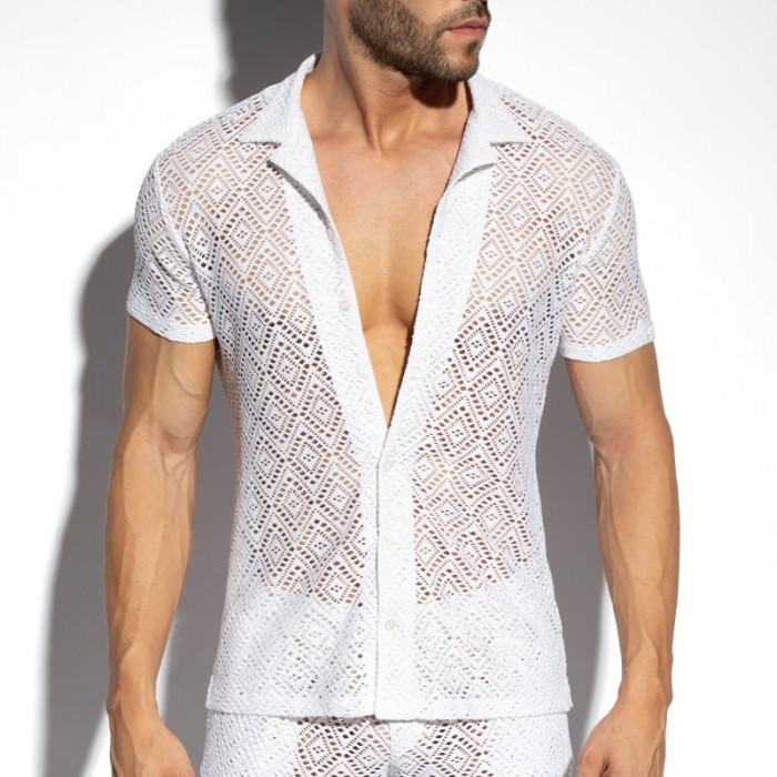 Chemise de la marque ES COLLECTION - Chemise Ibiza Retro - Ivoire - Ref : SHT027 C02