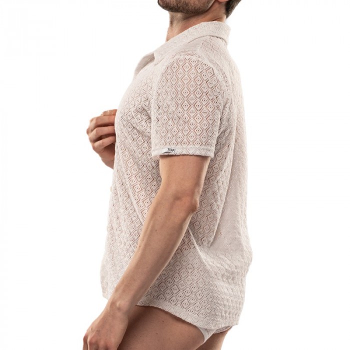 Chemise de la marque TOF PARIS - Chemise à Manches Courtes Riviera Tof Paris - Blanc - Ref : TOF566B