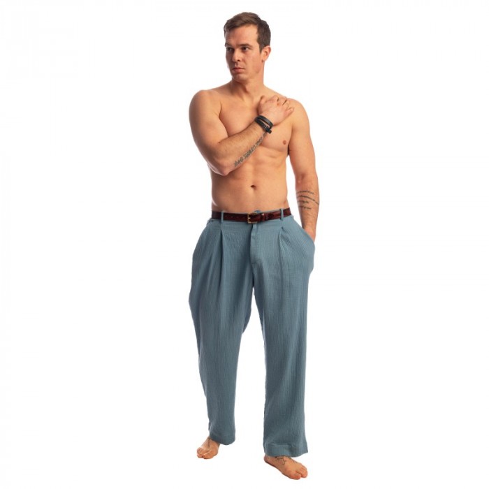 Pantalon de la marque L HOMME INVISIBLE - Palm Spring - Flowy Lounge Trousers - Whisper Blue - Ref : RW20 PAL B15