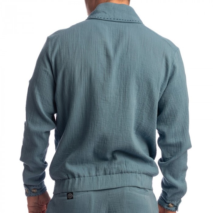 Veste de la marque L HOMME INVISIBLE - Palm Spring - Light Jacket with Shawl Collar - Whisper Blue - Ref : HW181 PAL B15