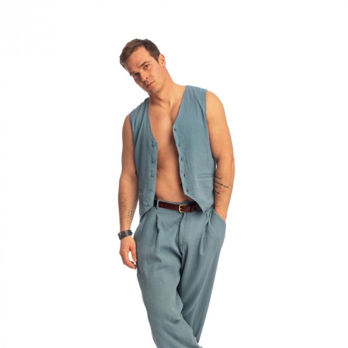 Haut lounge de la marque L HOMME INVISIBLE - Palm Spring - Waistcoat - Whisper Blue - Ref : RW17 PAL B15