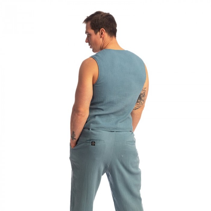 Haut lounge de la marque L HOMME INVISIBLE - Palm Spring - Waistcoat - Whisper Blue - Ref : RW17 PAL B15