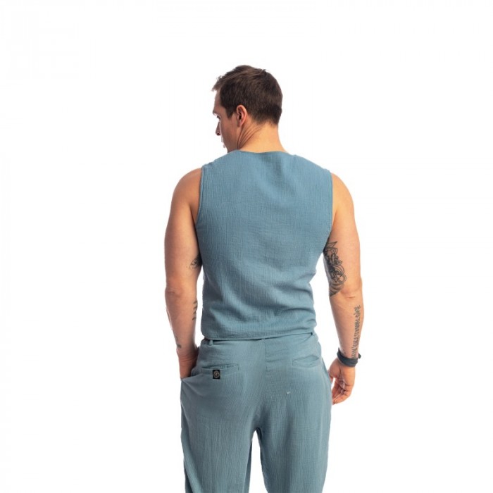 Haut lounge de la marque L HOMME INVISIBLE - Palm Spring - Waistcoat - Whisper Blue - Ref : RW17 PAL B15