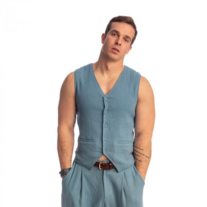 Haut lounge de la marque L HOMME INVISIBLE - Palm Spring - Waistcoat - Whisper Blue - Ref : RW17 PAL B15