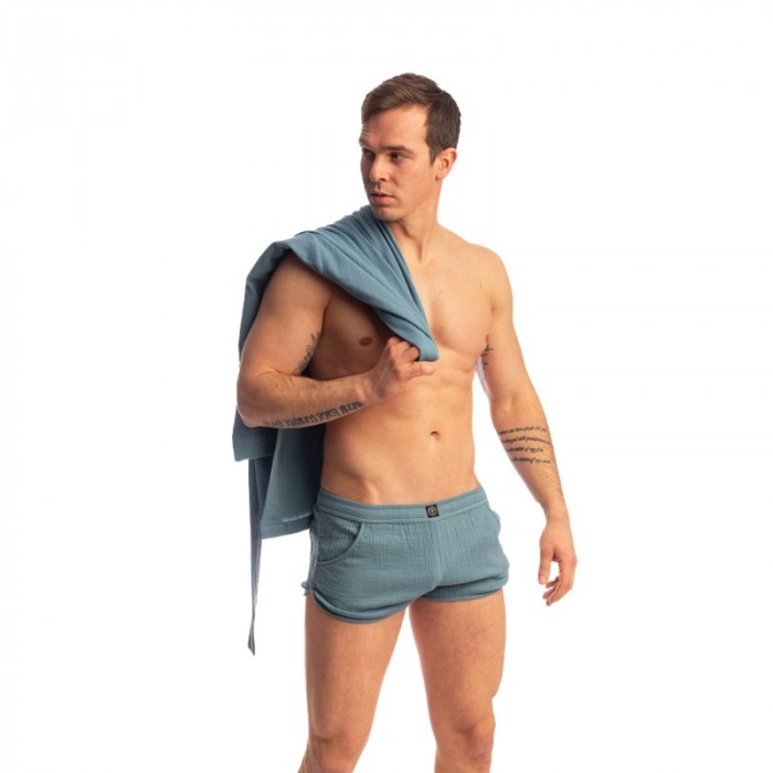 Peignoir, robe de chambre, kimono de la marque L HOMME INVISIBLE - Palm Spring Dressing Gown Whisper Blue - Ref : HW170 PAL B15
