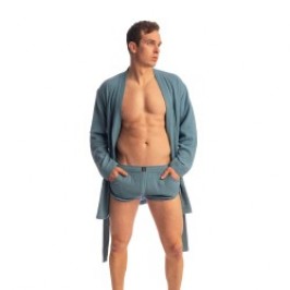 Peignoir, robe de chambre, kimono de la marque L HOMME INVISIBLE - Palm Spring Dressing Gown Whisper Blue - Ref : HW170 PAL B15
