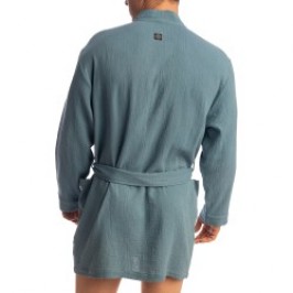 Peignoir, robe de chambre, kimono de la marque L HOMME INVISIBLE - Palm Spring Dressing Gown Whisper Blue - Ref : HW170 PAL B15