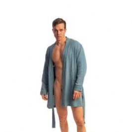 Peignoir, robe de chambre, kimono de la marque L HOMME INVISIBLE - Palm Spring Dressing Gown Whisper Blue - Ref : HW170 PAL B15