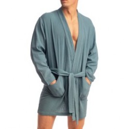 Peignoir, robe de chambre, kimono de la marque L HOMME INVISIBLE - Palm Spring Dressing Gown Whisper Blue - Ref : HW170 PAL B15