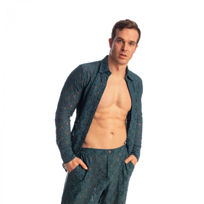 High Lounge of the brand L HOMME INVISIBLE - Delphinium - Long Sleeve Lace Shirt - Ref : HW176 DEL 272