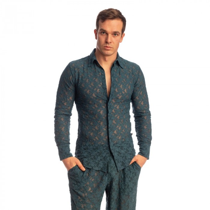 High Lounge of the brand L HOMME INVISIBLE - Delphinium - Long Sleeve Lace Shirt - Ref : HW176 DEL 272