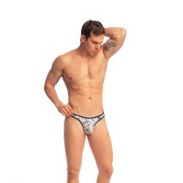 Thong of the brand L HOMME INVISIBLE - Siam Jouy - Cross String Bikini - Ref : UW23 SIA P49
