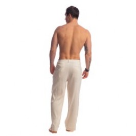 Pantalon de la marque L HOMME INVISIBLE - Palm Spring - Pantalon Lounge à Plis - Vanille - Ref : RW20 PAL 011