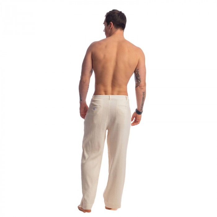 Pantalon de la marque L HOMME INVISIBLE - Palm Spring - Pantalon Lounge à Plis - Vanille - Ref : RW20 PAL 011