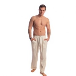 Pantalon de la marque L HOMME INVISIBLE - Palm Spring - Pantalon Lounge à Plis - Vanille - Ref : RW20 PAL 011