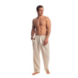 Pantalon de la marque L HOMME INVISIBLE - Palm Spring - Pantalon Lounge à Plis - Vanille - Ref : RW20 PAL 011