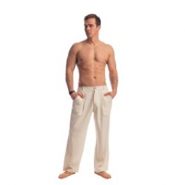 Pantalon de la marque L HOMME INVISIBLE - Palm Spring - Pantalon Lounge à Plis - Vanille - Ref : RW20 PAL 011