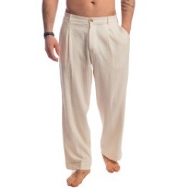 Pantalon de la marque L HOMME INVISIBLE - Palm Spring - Pantalon Lounge à Plis - Vanille - Ref : RW20 PAL 011