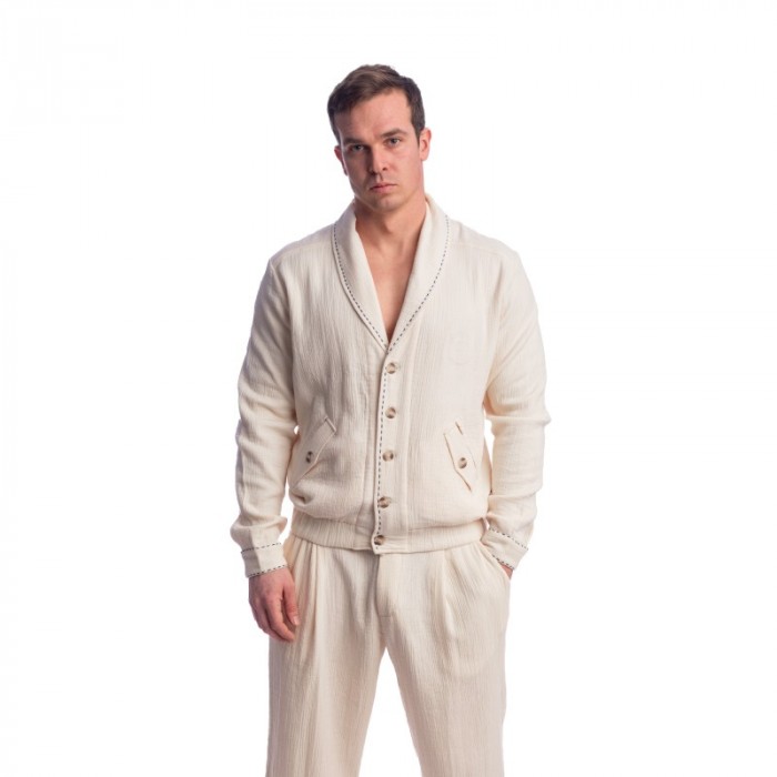 Veste de la marque L HOMME INVISIBLE - Palm Spring - Veste Col Châle - Vanille - Ref : HW181 PAL 011