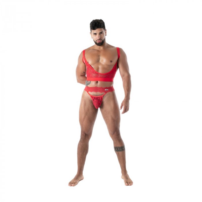 Thong of the brand TOF PARIS - copy of String ultra Tof Paris Fluid Lace - Noir - Ref : TOF593R