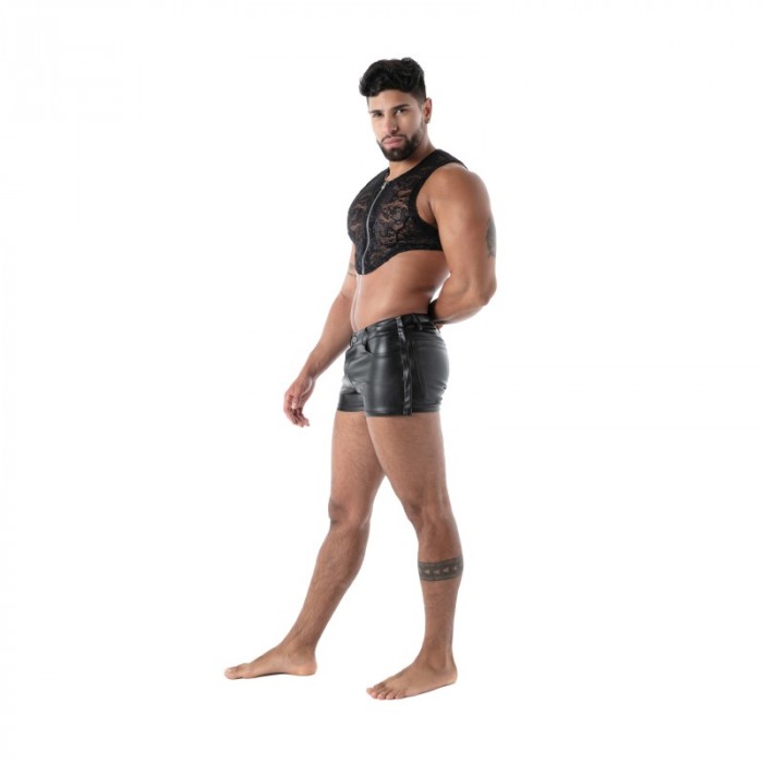 Short Sleeves of the brand TOF PARIS - Crop Top zippé Tof Paris Fluid Lace - Noir - Ref : TOF592N