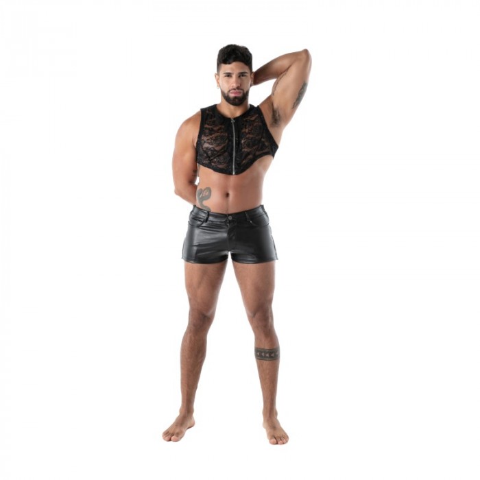 Short Sleeves of the brand TOF PARIS - Crop Top zippé Tof Paris Fluid Lace - Noir - Ref : TOF592N