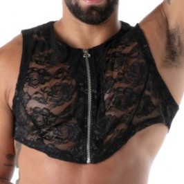 Short Sleeves of the brand TOF PARIS - Crop Top zippé Tof Paris Fluid Lace - Noir - Ref : TOF592N