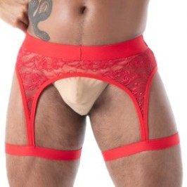 Accessoires de la marque TOF PARIS - Porte-jarretelles en Dentelle Fluide Tof Paris - Rouge - Ref : TOF588R