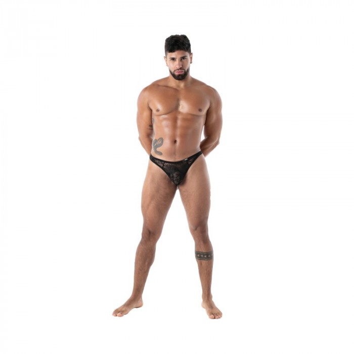 Thong of the brand TOF PARIS - String Tof Paris Fluid Lace - Noir - Ref : TOF586N