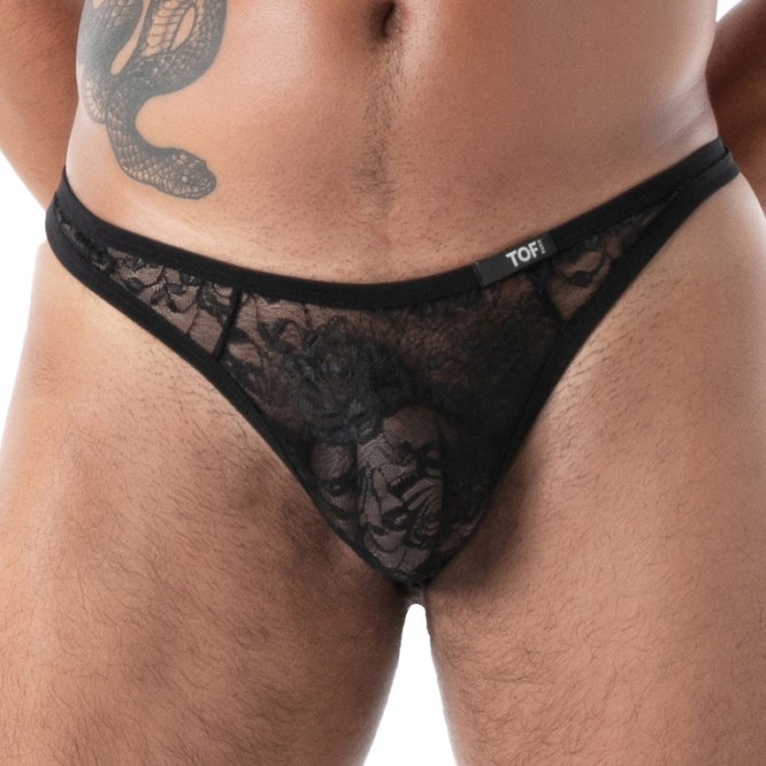Thong of the brand TOF PARIS - String Tof Paris Fluid Lace - Noir - Ref : TOF586N Thong of the brand TOF PARIS - String Tof Paris Fluid Lace - Noir - Ref : TOF586N