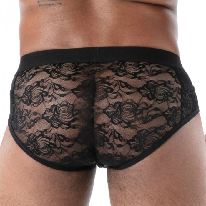 Slip, Tanga de la marque TOF PARIS - Slip à Poches en Dentelle Fluide Tof Paris - Noir - Ref : TOF585N